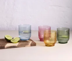 Aida drinkglas 33 cl 4-delig, Amber, rood, lichtblauw, groen