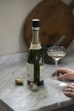 Axel wijn- en champagnekurk 2-pack, Zwart-zilver