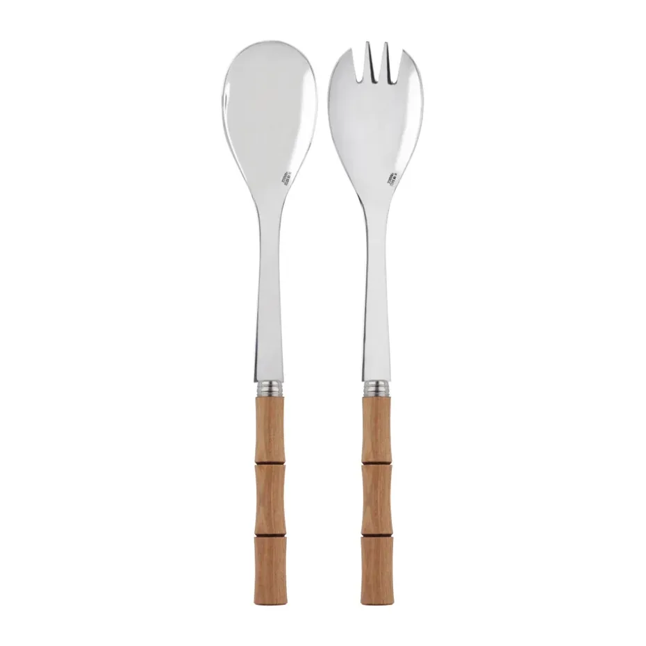 Bamboo shape saladebestek 2 delen, Light wood gelamineerd