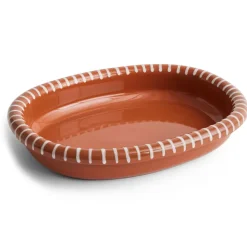 Barro ovale serveerschaal, Natural with stripes, large 27x36 cm