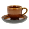 Bitz espressokop met schotel 7 cl, Amber-zwart