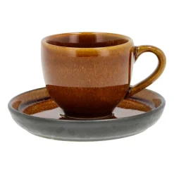 Bitz espressokop met schotel 7 cl, Amber-zwart