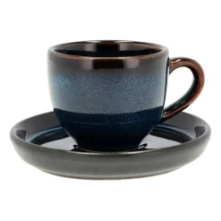 Bitz espressokop met schotel 7 cl, Donkerblauw-zwart