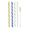 Celebrate rietjes lang 20 cm 4-delig, Blauw-wit-geel-groen