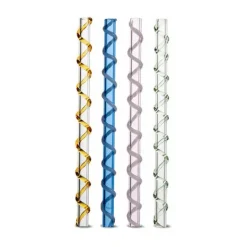 Celebrate rietjes 4-pack, Blauw-amber-roze-groen