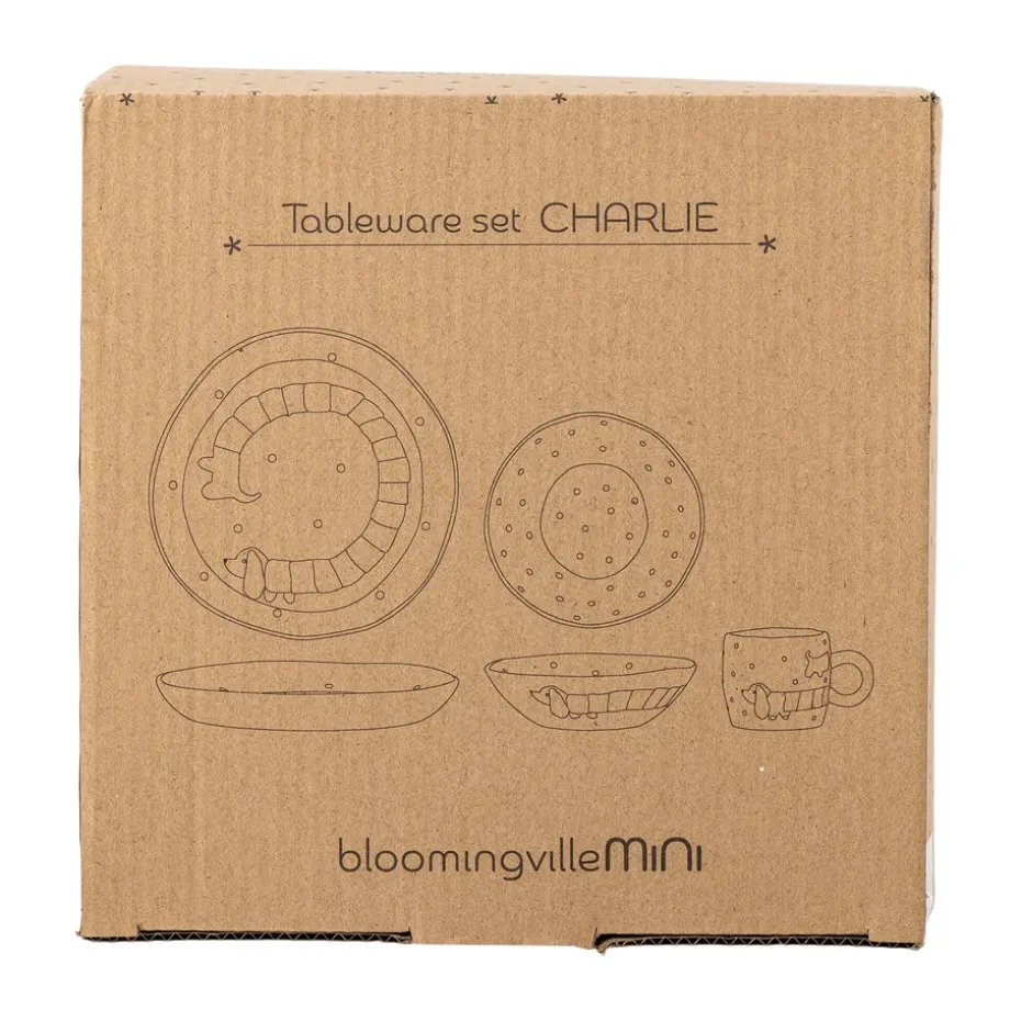 Charlie serviesset 3-delig, Blauw-wit