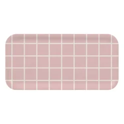 Checks & Stripes dienblad 13x27 cm, Roze-wit