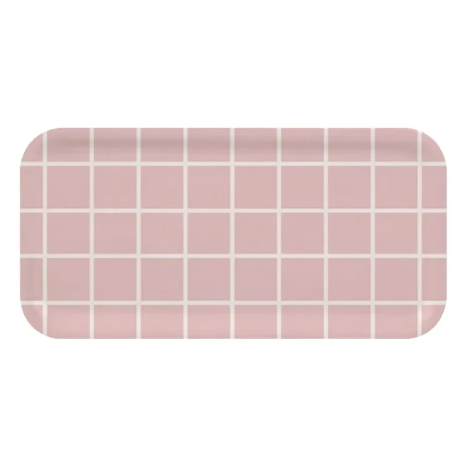 Checks & Stripes dienblad 13x27 cm, Roze-wit