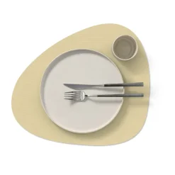 Corduroy placemat curve L, Lemon Sorbet
