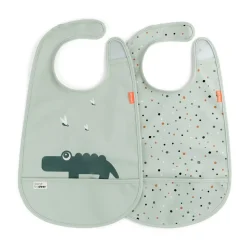 Croco slabbetje met klittenband 2-pack, Green