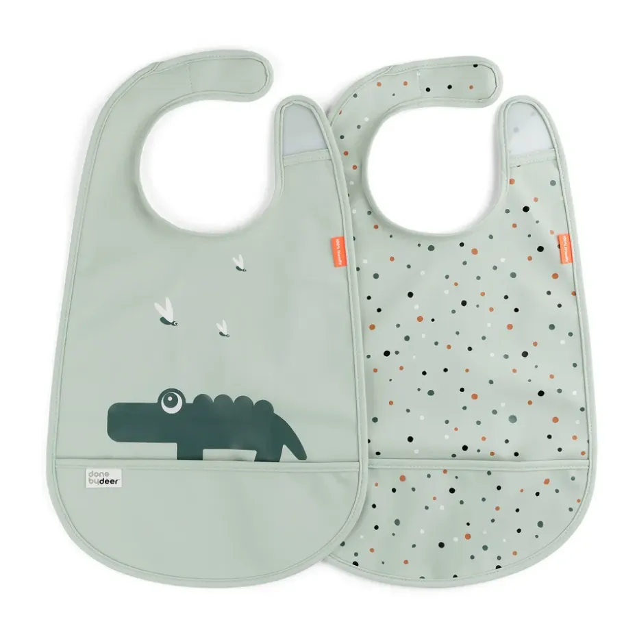 Croco slabbetje met klittenband 2-pack, Green