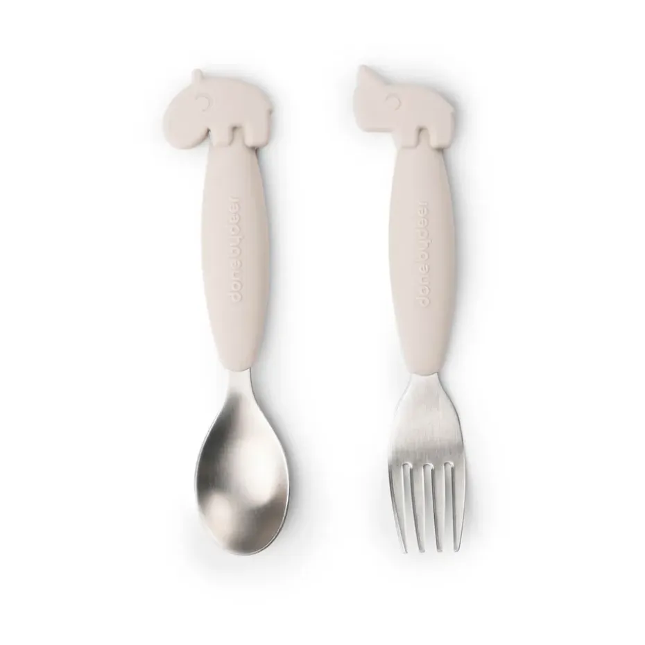 Deer Friends Easy-grip bestekset 2-delig, Sand