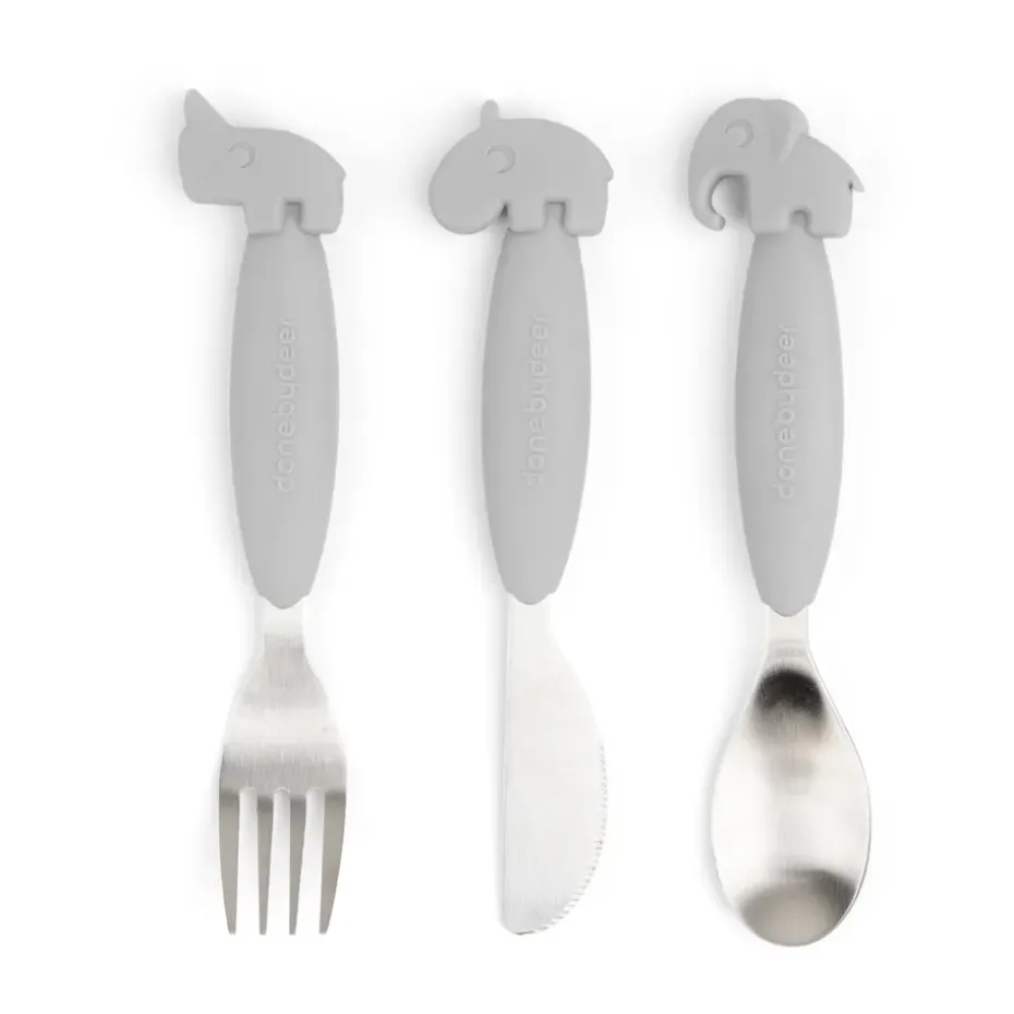 Deer Friends Easy-grip bestekset 3-delig, Grey