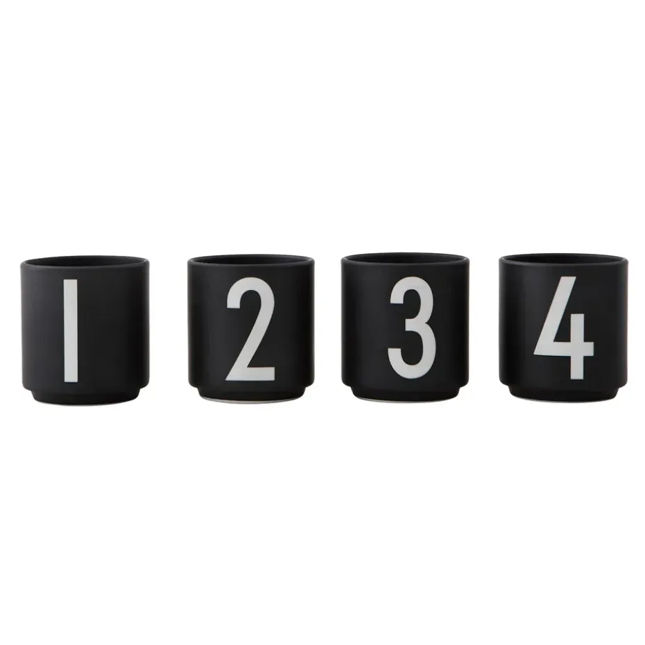 Design Letters espressokopjes 4-pack zwart, Black