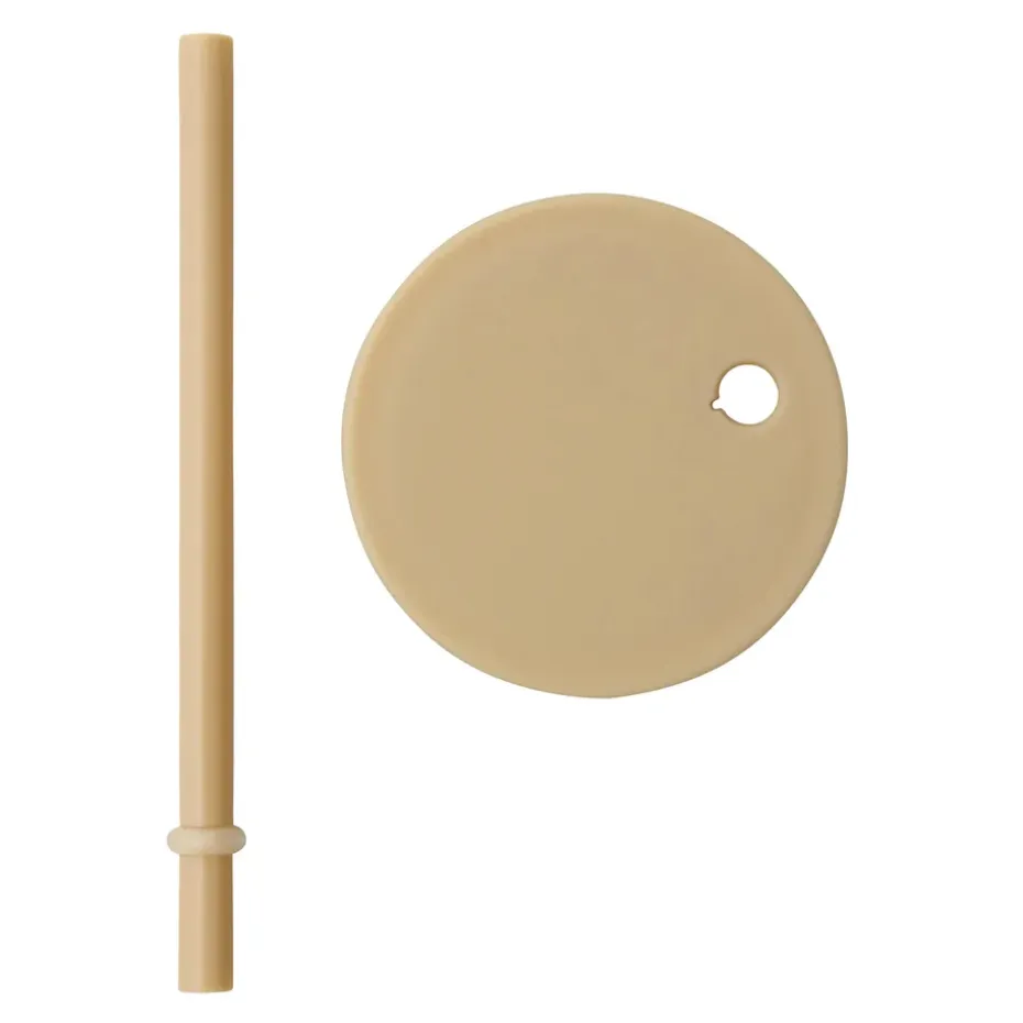 Design Letters rietje met deksel, Beige