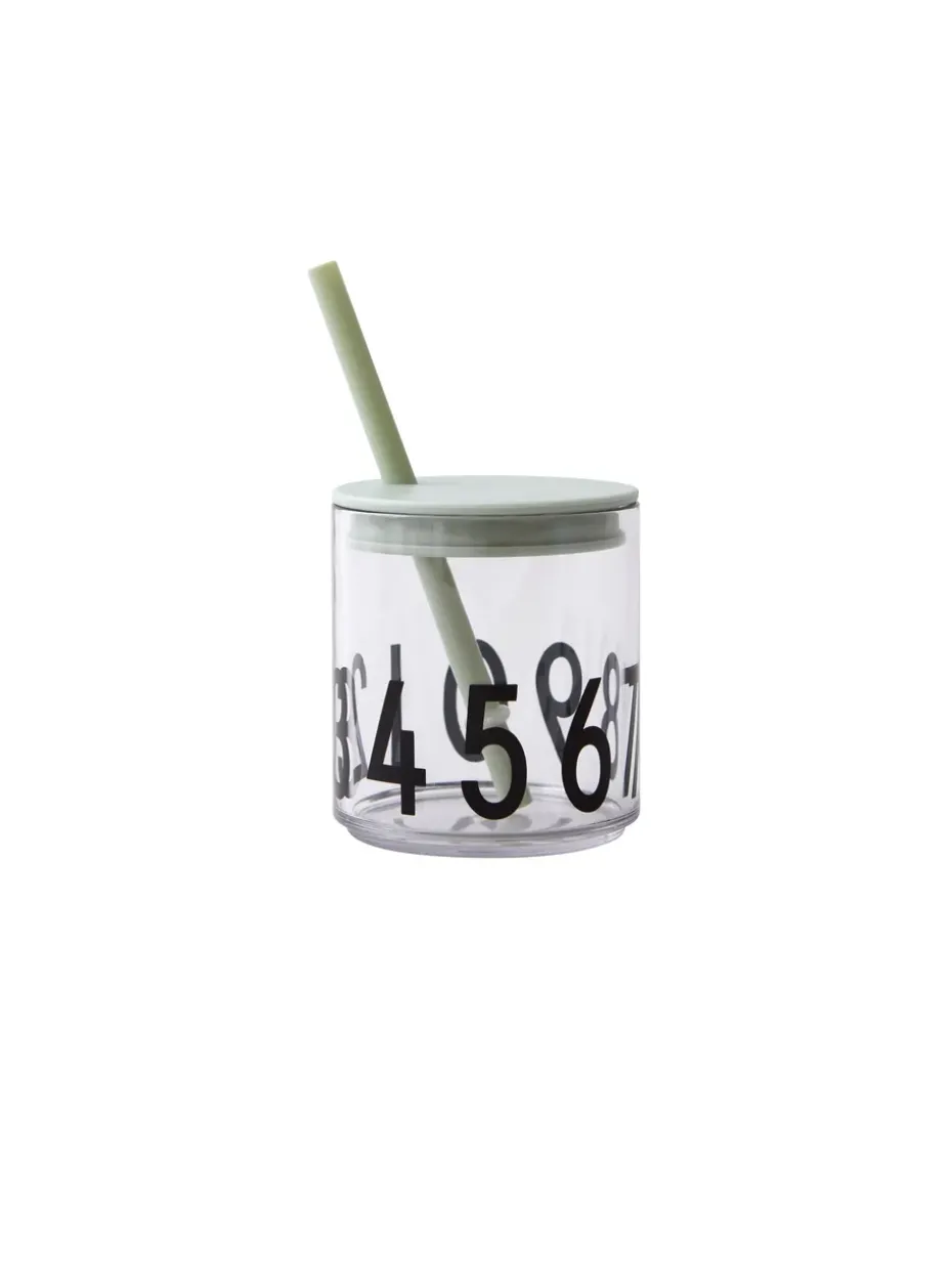 Design Letters rietje met deksel, Groen