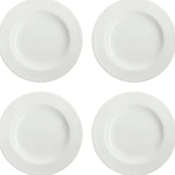 Dots bord 28 cm 4 stuks, Crème wit