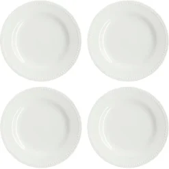 Dots klein bord 22 cm 4 stuks, Crème wit
