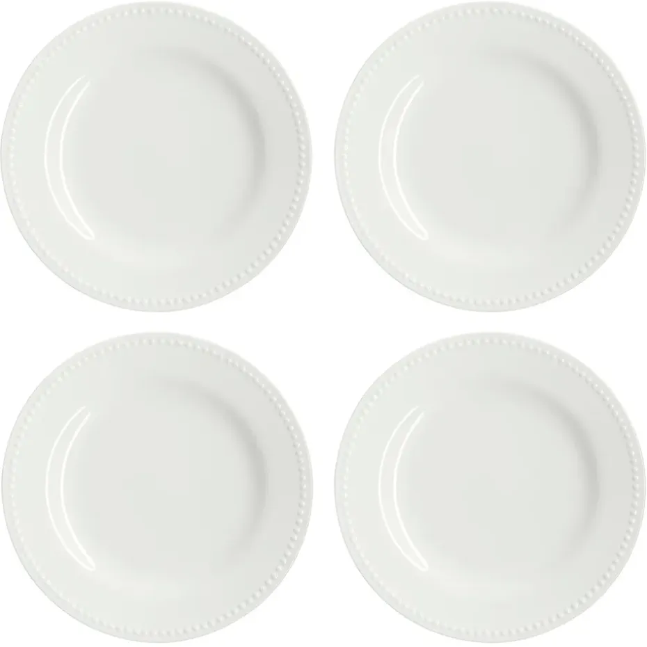 Dots klein bord 22 cm 4 stuks, Crème wit