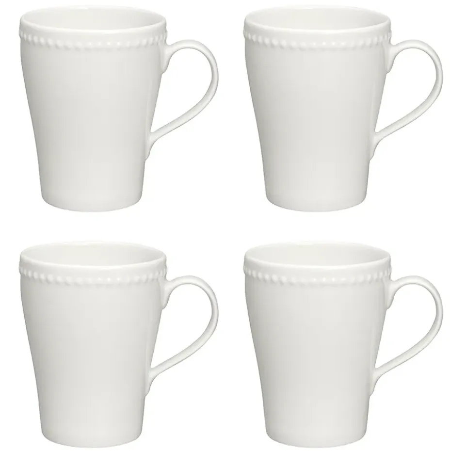 Dots mok 35 cl 4 stuks, Crème wit