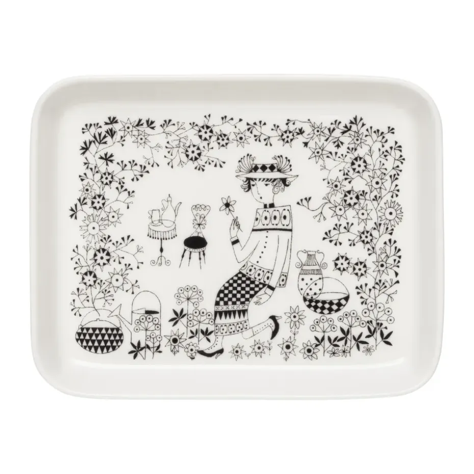 Emilia bord 15x19 cm, Zwart-wit