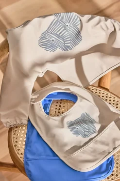 Erik Olifant slabbetje 2-delig, Beige-blauw