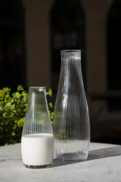 Ernst karaf geribbeld glas, Helder, Ø10x28 cm