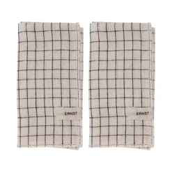 Ernst servetten 2-pack geruit 40x40 cm, Zwart-beige