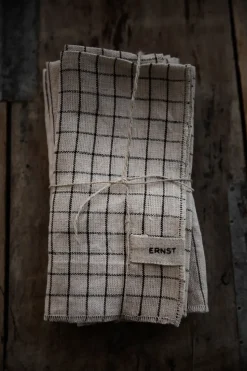 Ernst servetten 2-pack geruit 40x40 cm, Zwart-beige