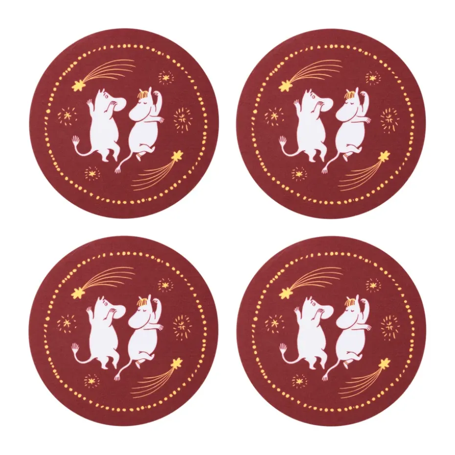 Feestelijke momenten glazenonderzetters 4-pack, Ø9 cm