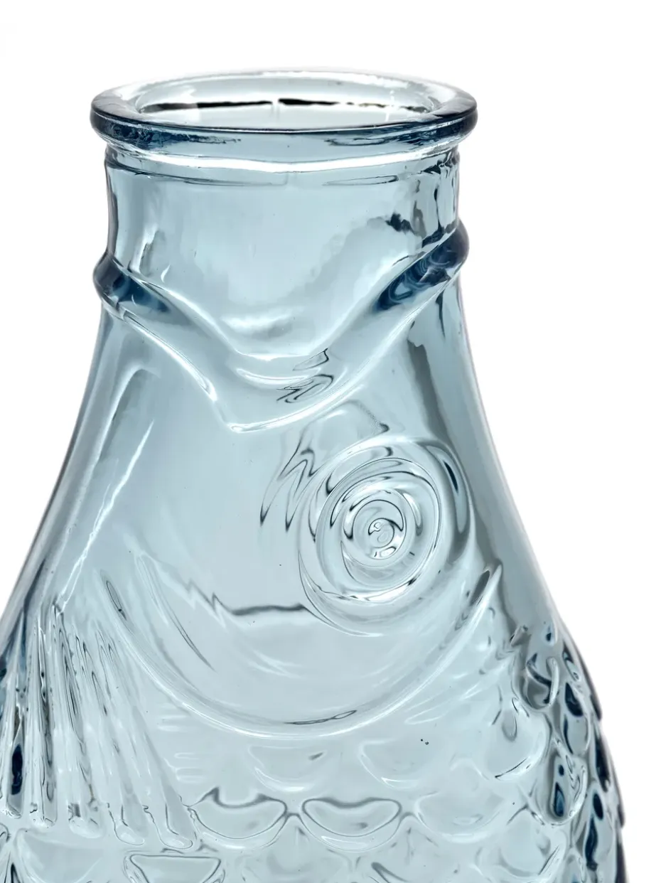 Fish & Fish glazen fles 85 cl, Light blue