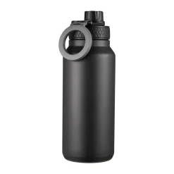 Flory waterfles dubbelwandig mobielmagnet 0,9 L, Zwart-grijs