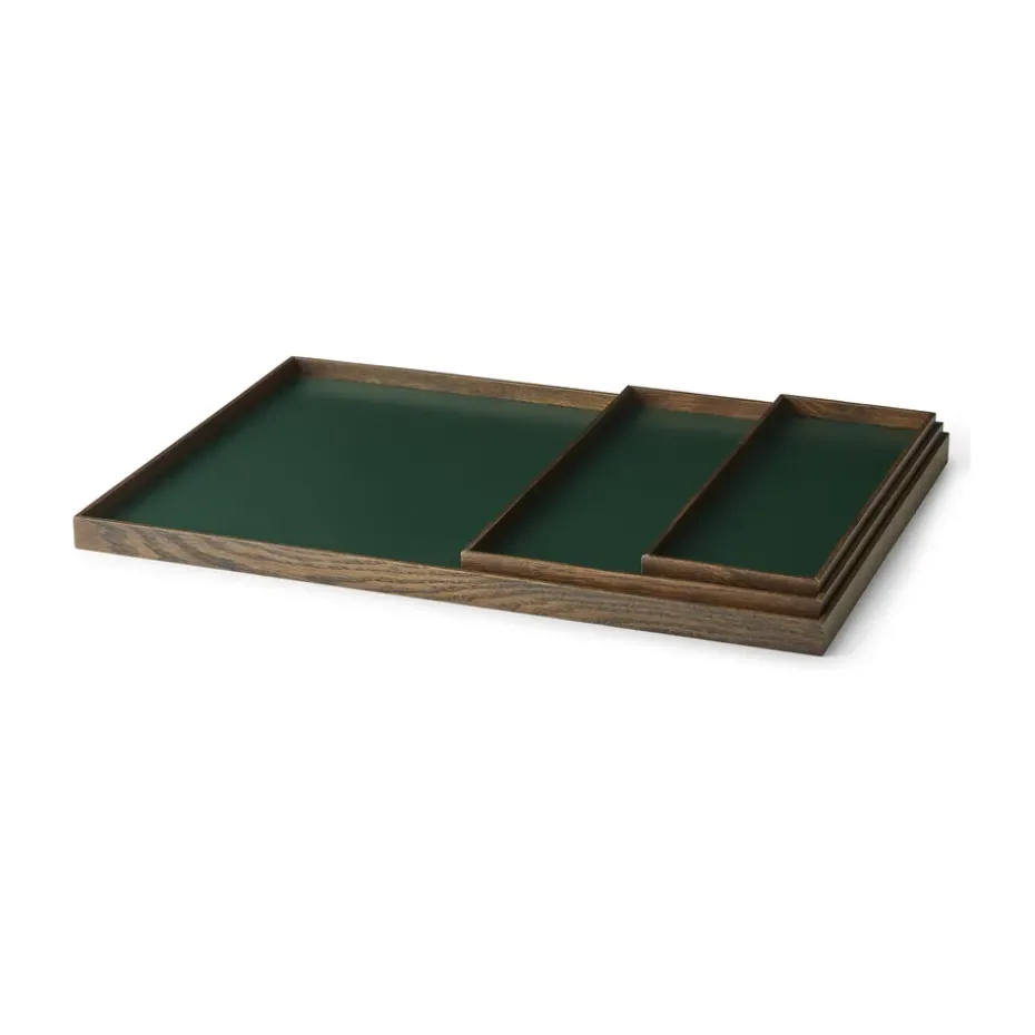 Frame dienblad large 35,5x50,6 cm, Gerookt eikenhout-groen