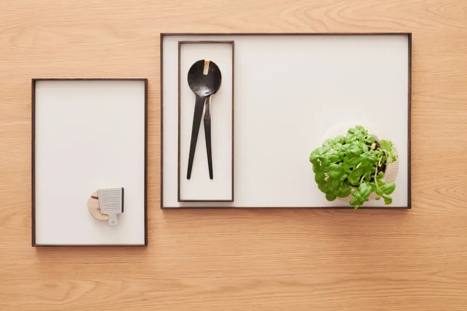Frame dienblad large 35,5x50,6 cm, Gerookt eikenhout-beige