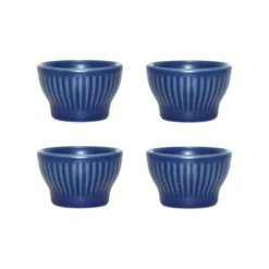 Groovy eierdop 4-pack, Blue stoneware