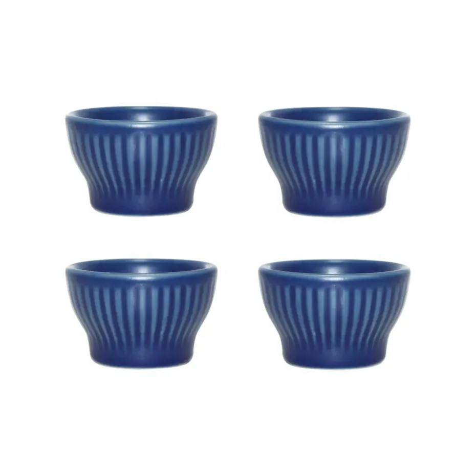 Groovy eierdop 4-pack, Blue stoneware