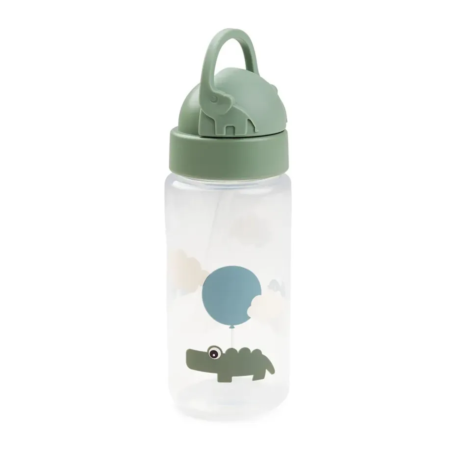 Happy Clouds fles met rietje, Green