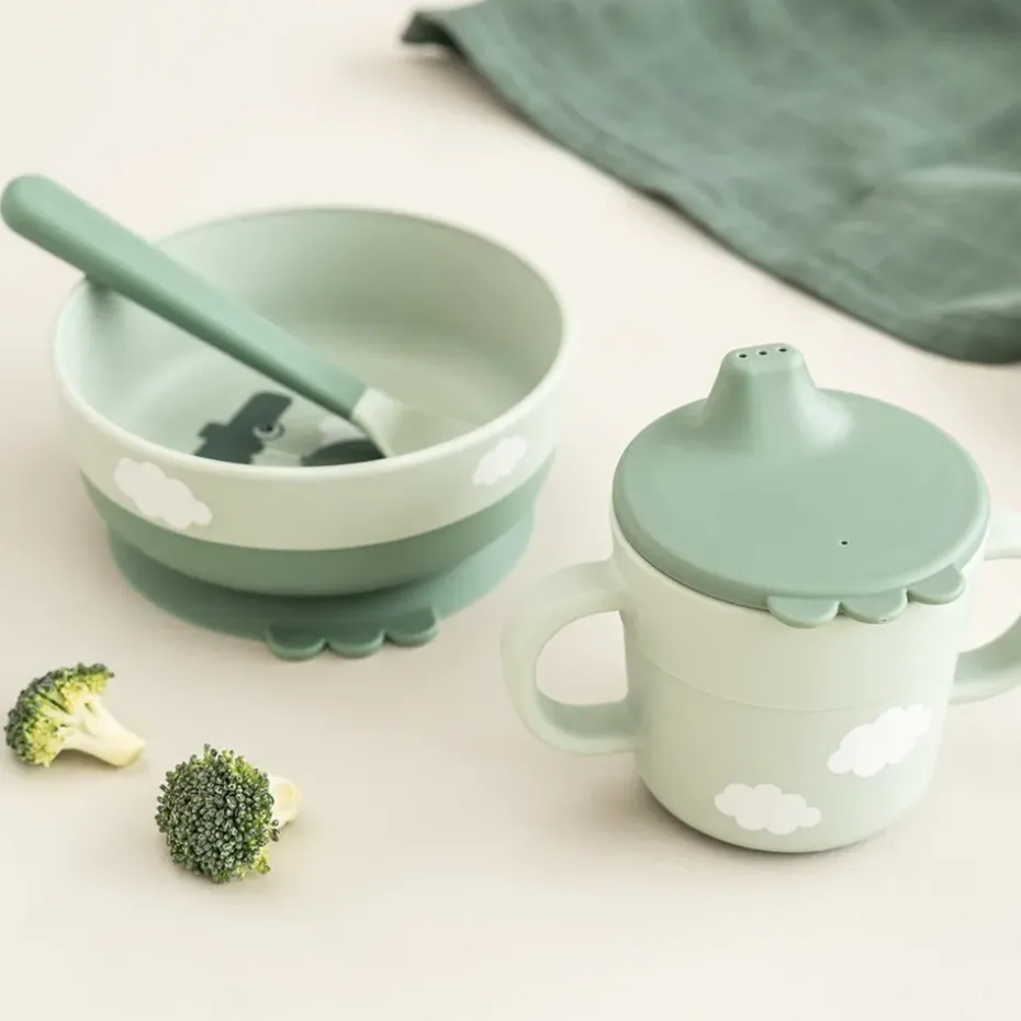 Happy Clouds foodie first meal serviesset 3-delig, Green