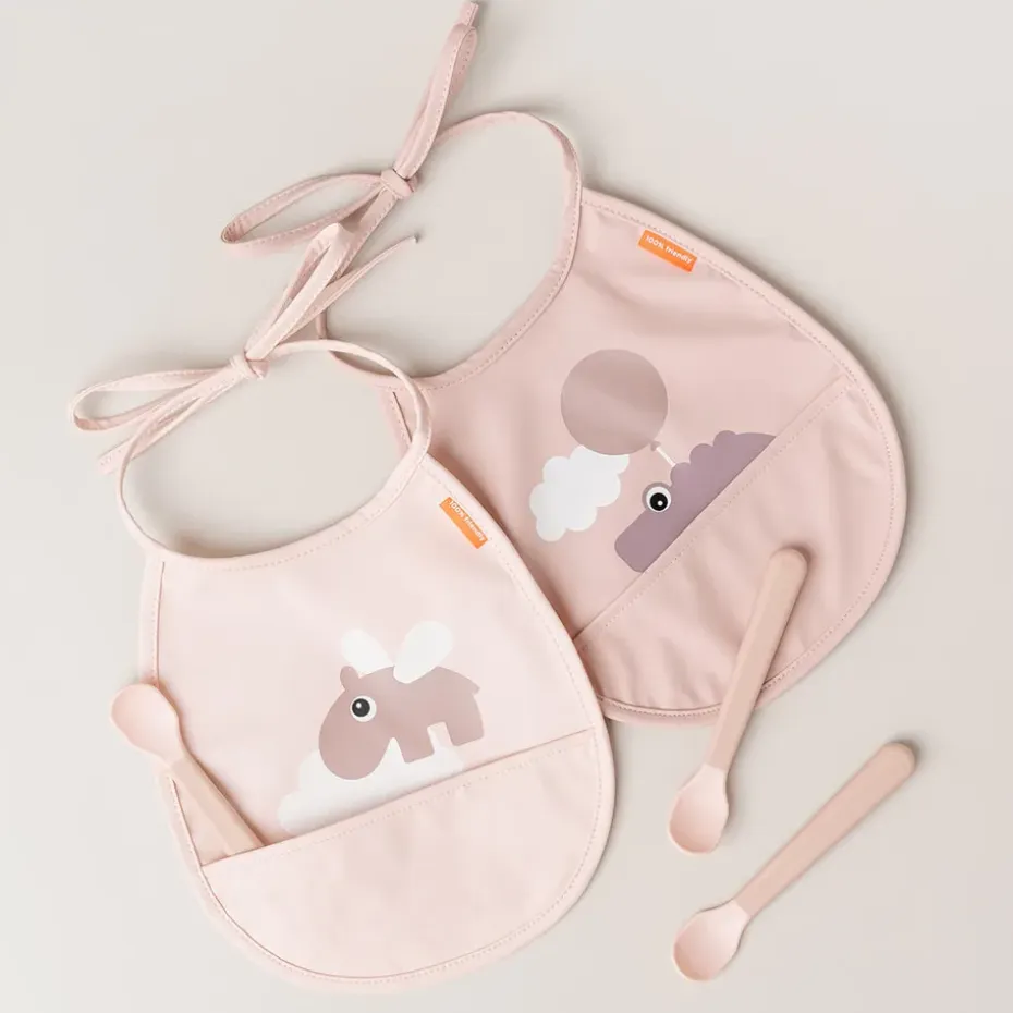 Happy Clouds Tiny slabbetje 2-pack, Powder