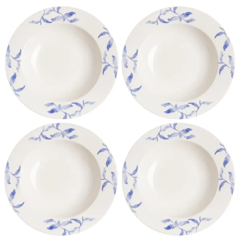 Havspil diep bord 23 cm 4-pak, blauw-wit