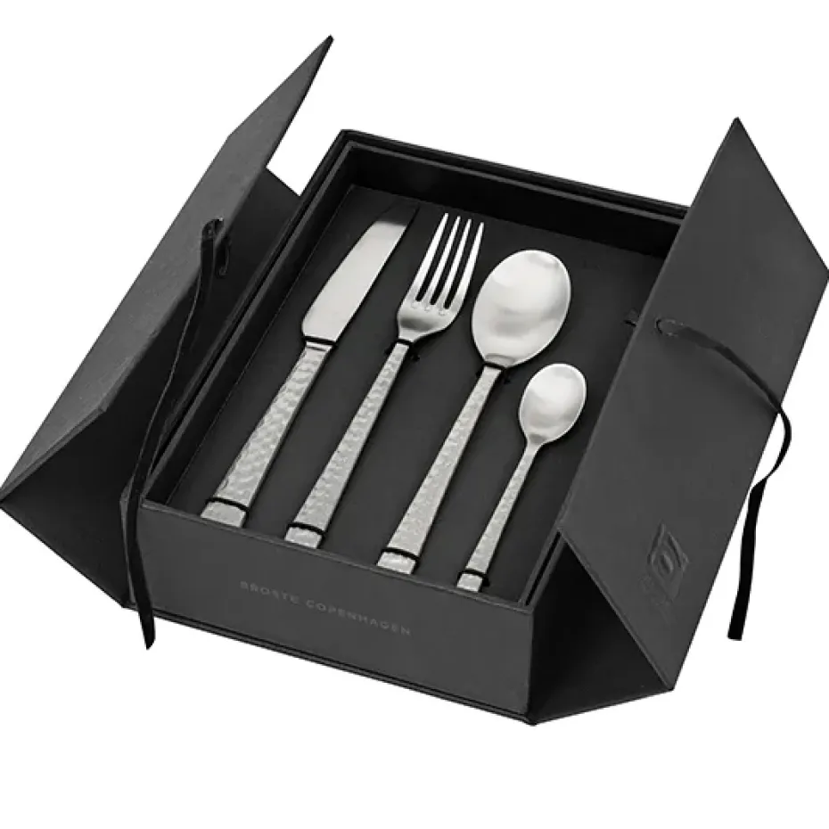 Hune bestek 16-delig, Brushed satin hammered