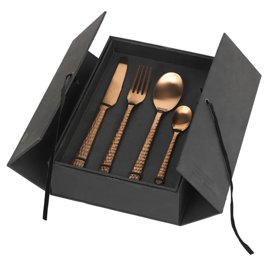 Hune bestek 16-delig, Copper hammered