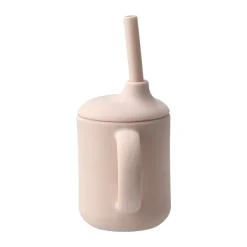 Idun beker met rietje siliconen 120 ml, Blush