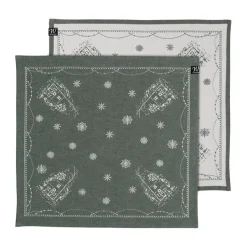 Julemorgen stoffen servet 45x45 cm 2-pack, Wit-groen