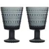 Kastehelmi glas op voet 26cl 2-pack, Donkergrijs