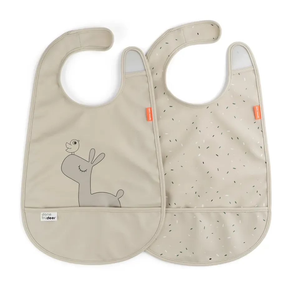 Lalee slabbetje met klittenband 2-pack, Sand