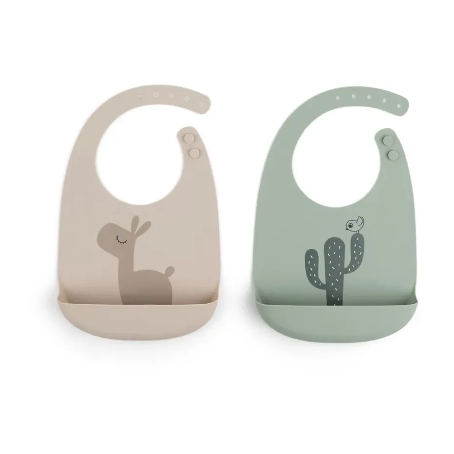 Lalee slabbetje 2-pack, Grijs-groen