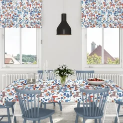 Leksand gewaxt tafelkleed, Blauw-oranje