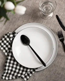 Lido black line serviesset 12-delig, Wit met zwarte rand