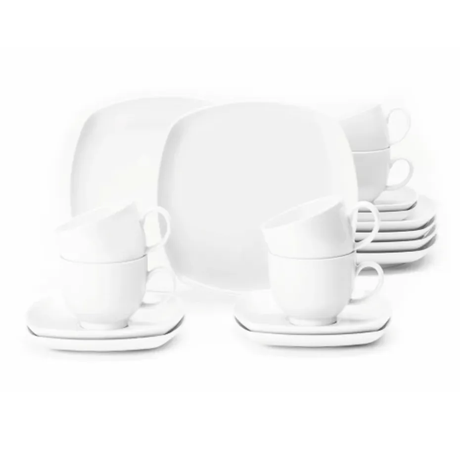 Lido koffieservies vierkant 18-delig, Wit